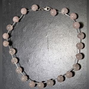 Delicate Rose Genuine Quartz Necklace D 13mm